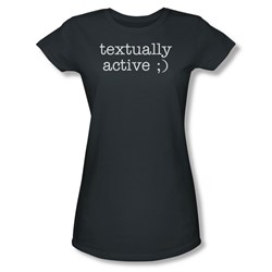 Textually Active - Juniors Sheer T-Shirt In Charcoal