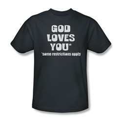 God Loves You - Mens T-Shirt In Charcoal