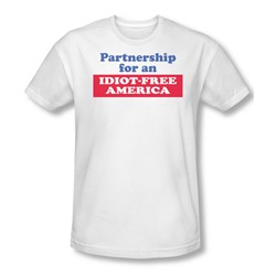 Idiot Free America - Mens Slim Fit T-Shirt In White