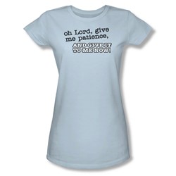 Funny Tees - Juniors Oh Lord Patience Sheer T-Shirt