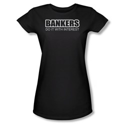 Bankers Do It Interest - Juniors Sheer T-Shirt In Black