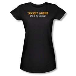 Funny Tees - Juniors Secret Agent Sheer T-Shirt