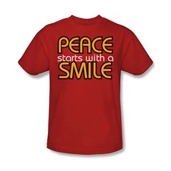 Peace With A Smile - Mens T-Shirt In Red