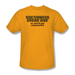 Vowels Everyday - Mens T-Shirt In Gold