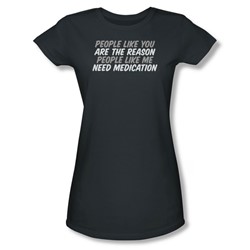 People Like You - Juniors Sheer T-Shirt In Charcoal