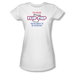 Flip Cup - Juniors Sheer T-Shirt In White
