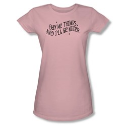 Buy Me Things - Juniors Sheer T-Shirt In Pink