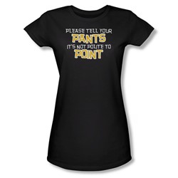 Not Polite To Point - Juniors Sheer T-Shirt In Black