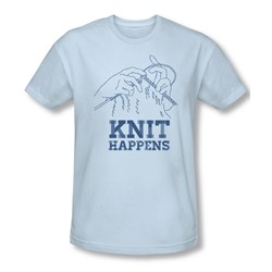 Knit Happens - Mens Slim Fit T-Shirt In Light Blue