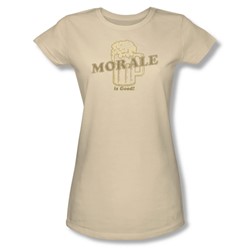 Morale Is Good - Juniors Sheer T-Shirt In Cream