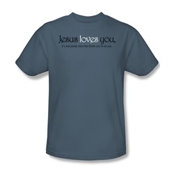 Jesus Loves You - Mens T-Shirt In Slate