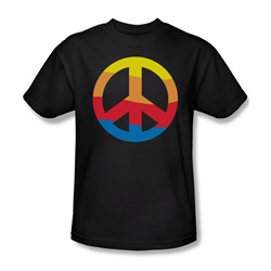 Rainbow Peace Sign - Mens T-Shirt In Black