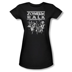 Zombie Walk - Juniors Sheer T-Shirt In Black