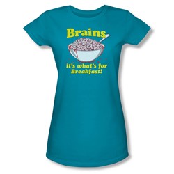 Breakfast Time - Juniors Sheer T-Shirt In Turquoise