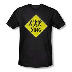 Zombie Xing - Mens Slim Fit T-Shirt In Black