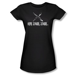 Here Zombie Zombie - Juniors Sheer T-Shirt In Black