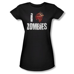 I Bloody Heart Zobmies - Juniors Sheer T-Shirt In Black