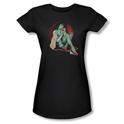 Zombie Pin Up All A Girl Wants - Juniors Sheer T-Shirt In Black