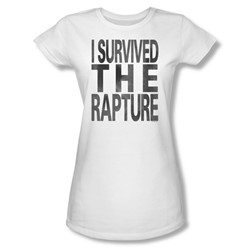 I Survived The Rapture - Juniors Sheer T-Shirt In White