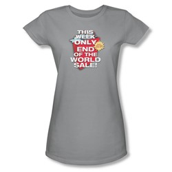 End Of The World Sale - Juniors Sheer T-Shirt In Silver