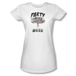 Party Like It'S 2012 - Juniors Sheer T-Shirt In White