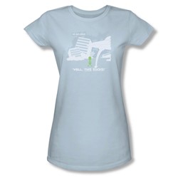 Late To The Party - Juniors Sheer T-Shirt In Light Blue