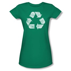 Funny Tees - Juniors Recycle Sheer T-Shirt