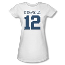 Obama 12 - Juniors Sheer T-Shirt In White