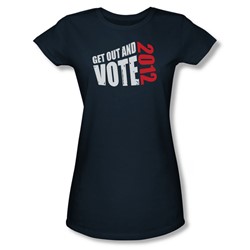 Get Out And Vote - Juniors Sheer T-Shirt In Navy