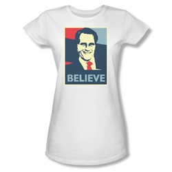 Believe - Juniors Sheer T-Shirt In White