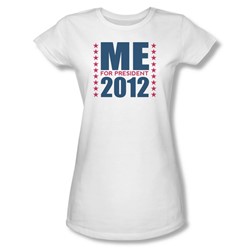 Me For President - Juniors Sheer T-Shirt In White