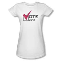 Vote 2012 - Juniors Sheer T-Shirt In White