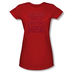 Tired Tunes - Juniors Sheer T-Shirt In Red