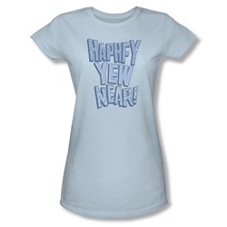 Haphfy New Year - Juniors Sheer T-Shirt In Light Blue