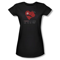Popping The Question - Juniors Sheer T-Shirt In Black
