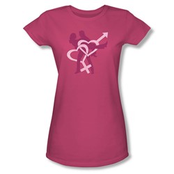 Intertwined - Juniors Sheer T-Shirt In Hot Pink