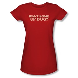 Up Dog - Juniors Sheer T-Shirt In Red
