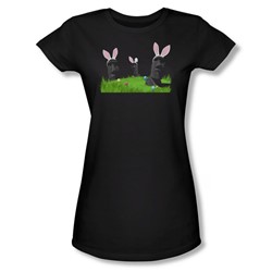 Easter Island - Juniors Sheer T-Shirt In Black