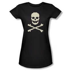 8 Bit Roger - Juniors Sheer T-Shirt In Black