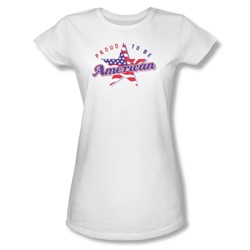 Proud To Be American - Juniors Sheer T-Shirt In White