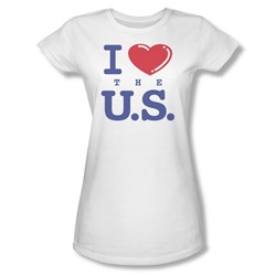 I Love The Us - Juniors Sheer T-Shirt In White