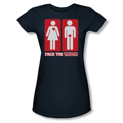 Face The Truth - Juniors Sheer T-Shirt In Navy