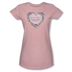 Worlds Best Grandma - Juniors Sheer T-Shirt In Pink