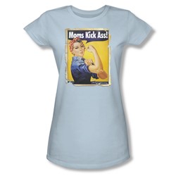 Moms Kick - Juniors Sheer T-Shirt In Light Blue