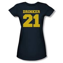 Drinker 21 - Juniors Sheer T-Shirt In Navy
