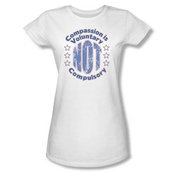 Compassion - Juniors Sheer T-Shirt In White