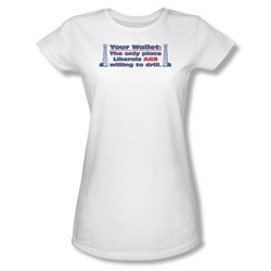 Your Wallet - Juniors Sheer T-Shirt In White