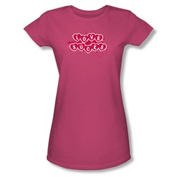 Love Sucks - Juniors Sheer T-Shirt In Hot Pink