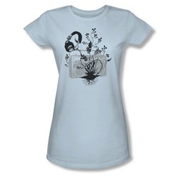 Music From The Earth - Juniors Sheer T-Shirt In Light Blue