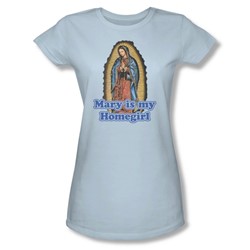 Mary Is My Homegirl - Juniors Sheer T-Shirt In Light Blue